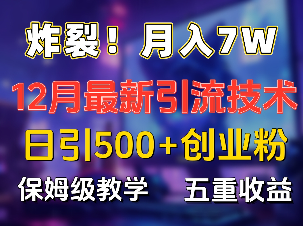 炸裂！月入7W+揭秘12月最新日引流500+精准创业粉，多重收益保姆级教学吉晟搞钱-网创项目资源站-副业项目-创业项目-搞钱项目吉晟搞钱