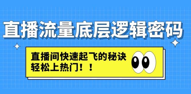 直播流量底层逻辑密码：直播间快速起飞的秘诀，轻松上热门吉晟搞钱-网创项目资源站-副业项目-创业项目-搞钱项目吉晟搞钱