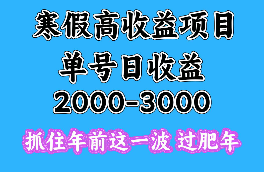 寒假期间一天收益2000-3000+，抓住年前这一波吉晟搞钱-网创项目资源站-副业项目-创业项目-搞钱项目吉晟搞钱