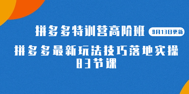 2023拼多多·特训营高阶班【9月13日更新】拼多多最新玩法技巧落地实操-83节吉晟搞钱-网创项目资源站-副业项目-创业项目-搞钱项目吉晟搞钱