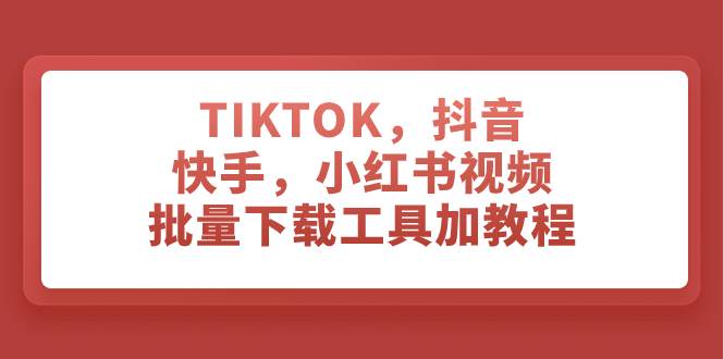 TIKTOK，抖音，快手，小红书视频批量下载工具加教程吉晟搞钱-网创项目资源站-副业项目-创业项目-搞钱项目吉晟搞钱