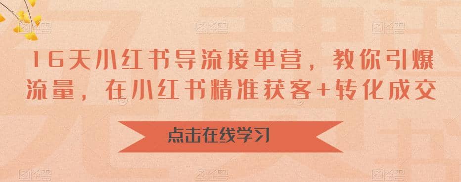 16天-小红书 导流接单营，教你引爆流量，在小红书精准获客+转化成交吉晟搞钱-网创项目资源站-副业项目-创业项目-搞钱项目吉晟搞钱