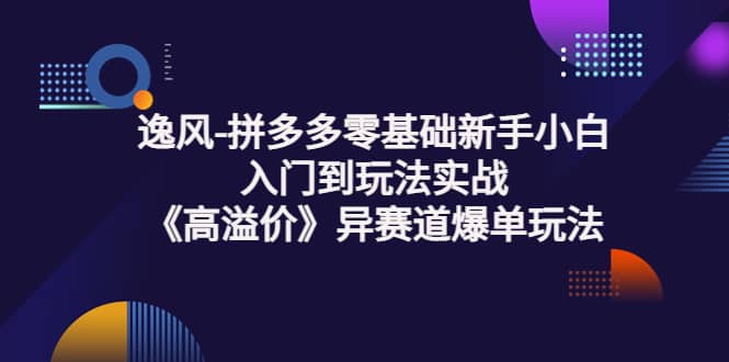 拼多多零基础新手小白入门到玩法实战《高溢价》异赛道爆单玩法实操课吉晟搞钱-网创项目资源站-副业项目-创业项目-搞钱项目吉晟搞钱