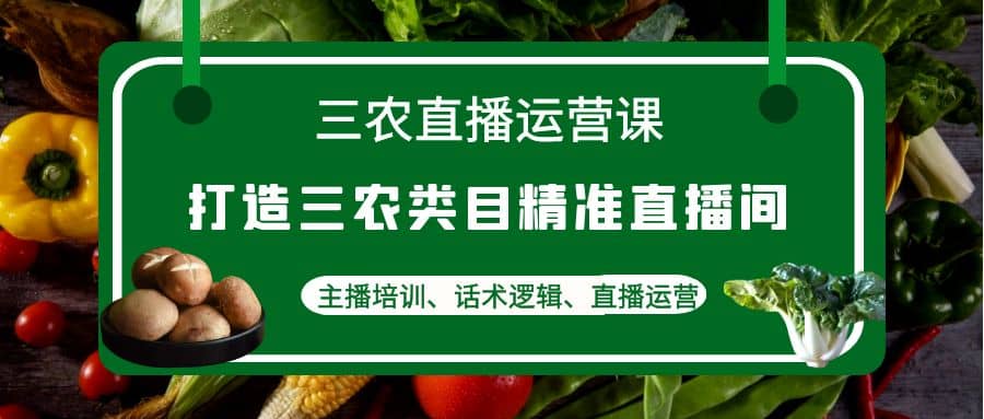 三农直播运营课：打造三农类目精准直播间，主播培训、话术逻辑、直播运营吉晟搞钱-网创项目资源站-副业项目-创业项目-搞钱项目吉晟搞钱
