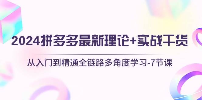 2024拼多多 最新理论+实战干货，从入门到精通全链路多角度学习-7节课吉晟搞钱-网创项目资源站-副业项目-创业项目-搞钱项目吉晟搞钱