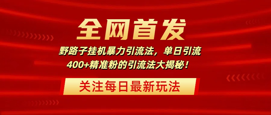全网首发，野路子挂机暴力引流法，单日引流400+精准粉的引流法大揭秘！吉晟搞钱-网创项目资源站-副业项目-创业项目-搞钱项目吉晟搞钱