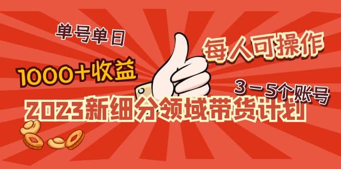 2023新细分领域带货计划：单号单日1000+收益不难，每人可操作3-5个账号吉晟搞钱-网创项目资源站-副业项目-创业项目-搞钱项目吉晟搞钱