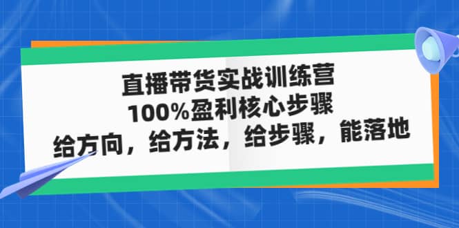 直播带货实战训练营：100%盈利核心步骤，给方向，给方法，给步骤，能落地吉晟搞钱-网创项目资源站-副业项目-创业项目-搞钱项目吉晟搞钱