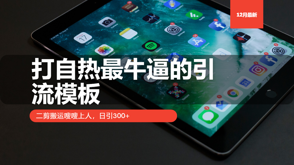 打自热最牛逼的引流模板，日引300+，二剪搬运嗖嗖上人吉晟搞钱-网创项目资源站-副业项目-创业项目-搞钱项目吉晟搞钱