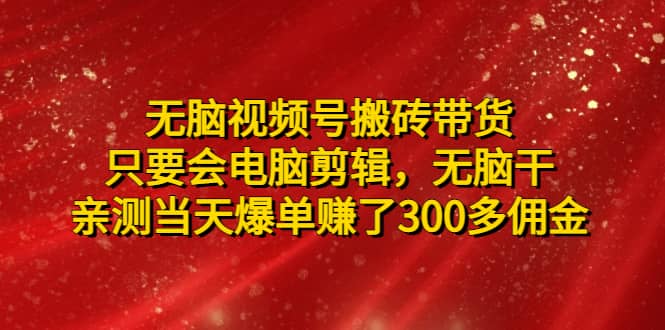 无脑视频号搬砖带货，只要会电脑剪辑，无脑干吉晟搞钱-网创项目资源站-副业项目-创业项目-搞钱项目吉晟搞钱