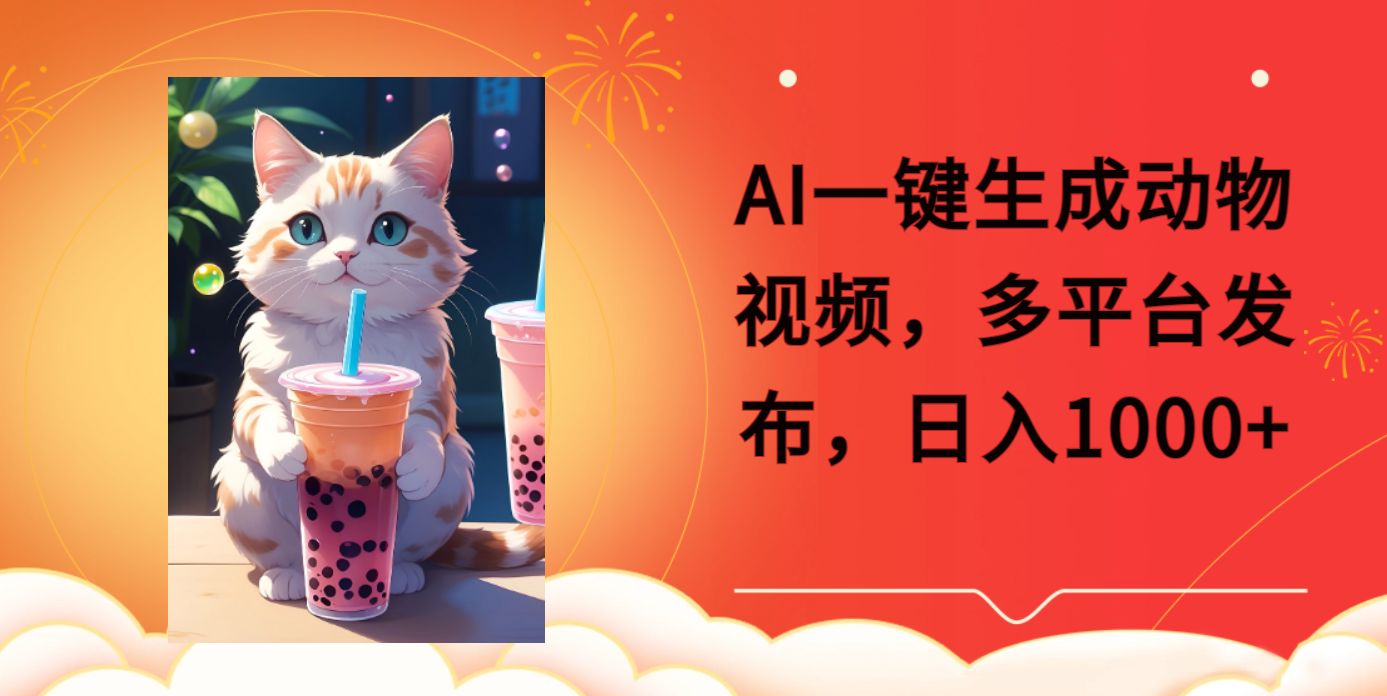 AI一键生成动物搞笑视频，多平台发布，轻松破千万播放，日入2000+吉晟搞钱-网创项目资源站-副业项目-创业项目-搞钱项目吉晟搞钱
