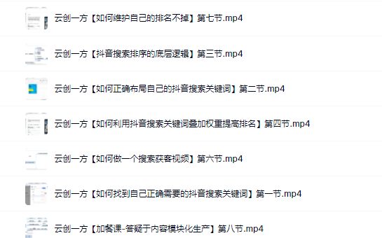 云创一方2022抖音SEO系列课程，教你如何快速上抖音搜索排名第一吉晟搞钱-网创项目资源站-副业项目-创业项目-搞钱项目吉晟搞钱