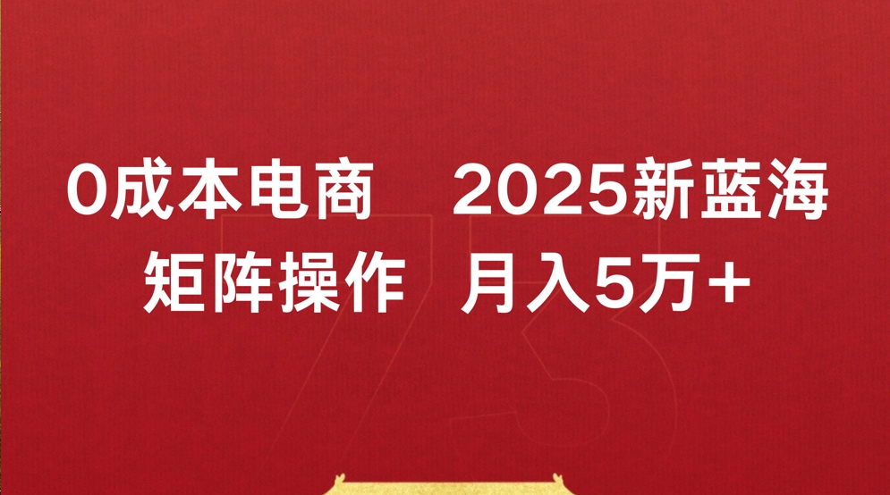 0成本电商2025新蓝海矩阵操作 月入5万+吉晟搞钱-网创项目资源站-副业项目-创业项目-搞钱项目吉晟搞钱