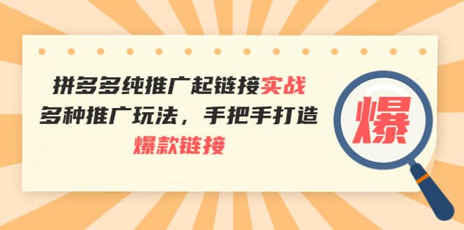 拼多多纯推广起链接实战：多种推广玩法，手把手打造爆款链接吉晟搞钱-网创项目资源站-副业项目-创业项目-搞钱项目吉晟搞钱