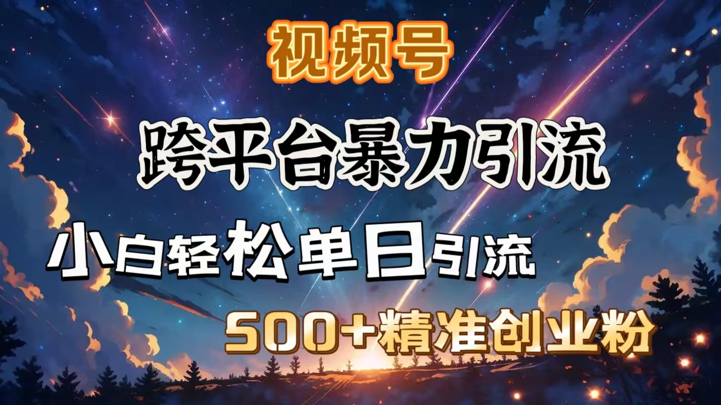 视频号跨平台暴力引流，小白轻松单日引流500＋精准创业粉吉晟搞钱-网创项目资源站-副业项目-创业项目-搞钱项目吉晟搞钱