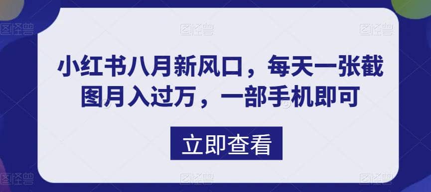 八月新风口，小红书虚拟项目一天收入1000+，实战揭秘吉晟搞钱-网创项目资源站-副业项目-创业项目-搞钱项目吉晟搞钱