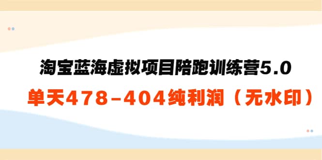 淘宝蓝海虚拟项目陪跑训练营5.0：单天478纯利润（无水印）吉晟搞钱-网创项目资源站-副业项目-创业项目-搞钱项目吉晟搞钱