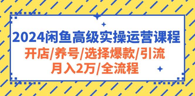 2024闲鱼高级实操运营课程：开店/养号/选择爆款/引流/月入2万/全流程吉晟搞钱-网创项目资源站-副业项目-创业项目-搞钱项目吉晟搞钱