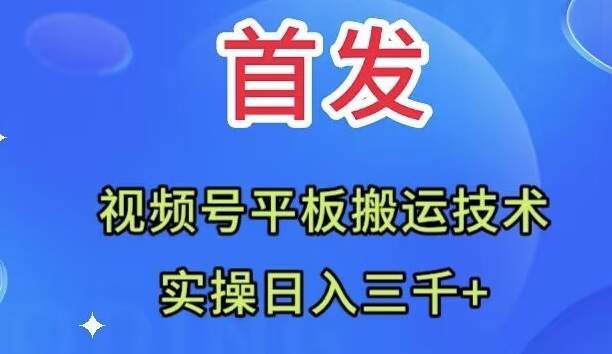 全网首发：视频号平板搬运技术，实操日入三千＋吉晟搞钱-网创项目资源站-副业项目-创业项目-搞钱项目吉晟搞钱