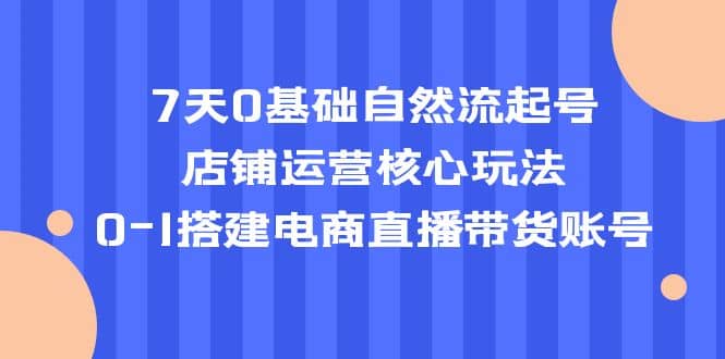 7天0基础自然流起号，店铺运营核心玩法，0-1搭建电商直播带货账号吉晟搞钱-网创项目资源站-副业项目-创业项目-搞钱项目吉晟搞钱