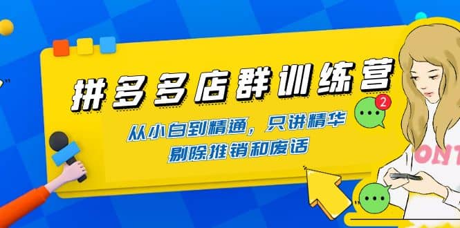 拼多多店群训练营：从小白到精通，只讲精华，剔除推销和废话吉晟搞钱-网创项目资源站-副业项目-创业项目-搞钱项目吉晟搞钱