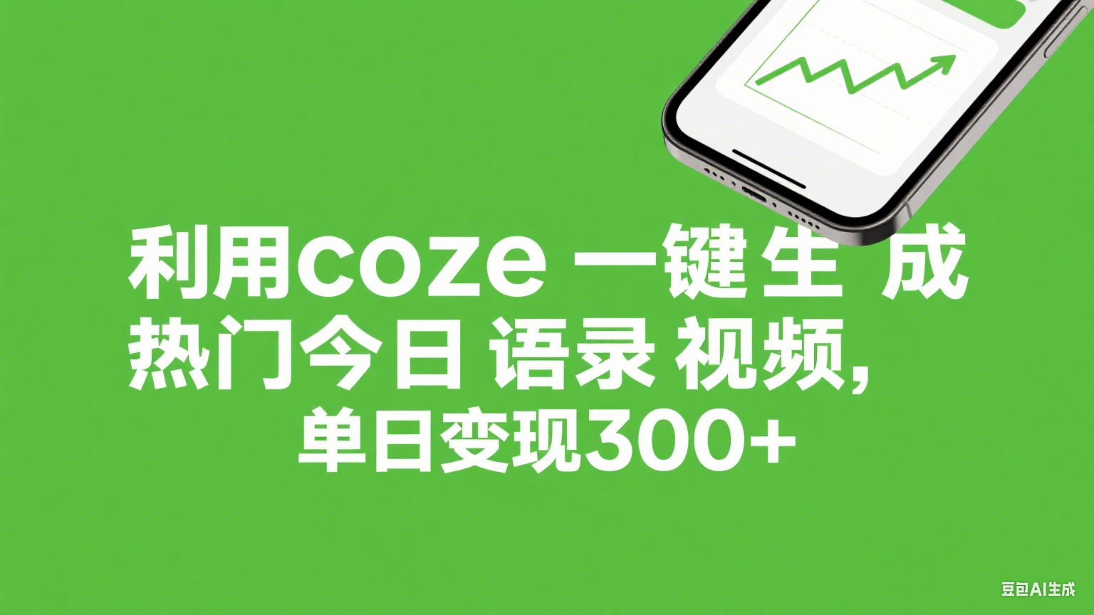 利用coze一键生成热门今日语录视频，单日变现300+吉晟搞钱-网创项目资源站-副业项目-创业项目-搞钱项目吉晟搞钱