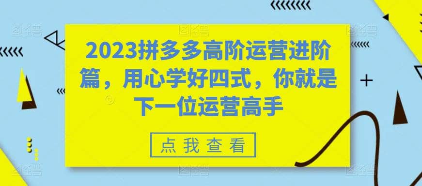 2023拼多多高阶运营进阶篇，用心学好四式，你就是下一位运营高手吉晟搞钱-网创项目资源站-副业项目-创业项目-搞钱项目吉晟搞钱