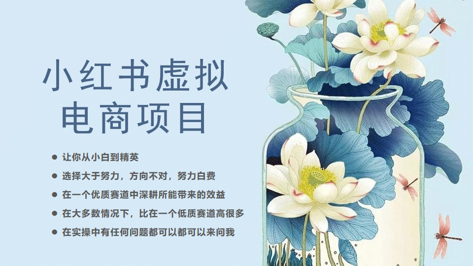 小红书虚拟电商从0到1，让你从小白到精英（20节实操课程）吉晟搞钱-网创项目资源站-副业项目-创业项目-搞钱项目吉晟搞钱