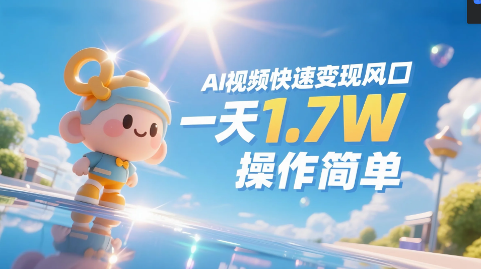 《Ai视频变现风口，一天1.7W，收入无上限，操作简单》吉晟搞钱-网创项目资源站-副业项目-创业项目-搞钱项目吉晟搞钱