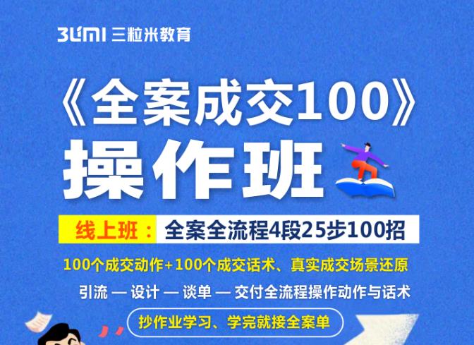 《全案成交100》全案全流程4段25步100招，操作班吉晟搞钱-网创项目资源站-副业项目-创业项目-搞钱项目吉晟搞钱