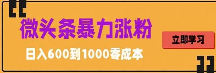 微头条暴力涨粉技巧搬运文案就能涨几万粉丝，简单0成本，日赚600吉晟搞钱-网创项目资源站-副业项目-创业项目-搞钱项目吉晟搞钱