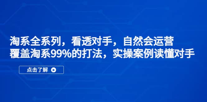 淘系全系列，看透对手，自然会运营，覆盖淘系99%·打法，实操案例读懂对手吉晟搞钱-网创项目资源站-副业项目-创业项目-搞钱项目吉晟搞钱