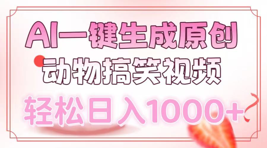 AI一键生成原创动物搞笑视频，轻松日入1000+吉晟搞钱-网创项目资源站-副业项目-创业项目-搞钱项目吉晟搞钱