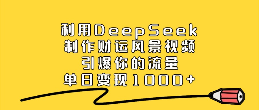 利用DeepSeek制作，财运风景视频，引爆你的流量，单日变现1000+吉晟搞钱-网创项目资源站-副业项目-创业项目-搞钱项目吉晟搞钱
