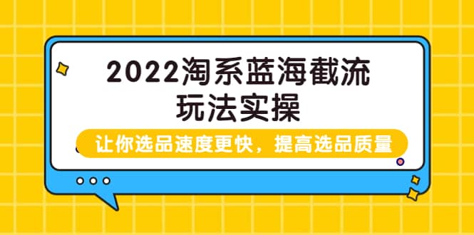 2022淘系蓝海截流玩法实操：让你选品速度更快，提高选品质量（价值599）吉晟搞钱-网创项目资源站-副业项目-创业项目-搞钱项目吉晟搞钱