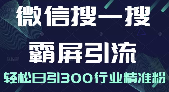 微信搜一搜霸屏引流课，打造被动精准引流系统，轻松日引300行业精准粉【无水印】吉晟搞钱-网创项目资源站-副业项目-创业项目-搞钱项目吉晟搞钱