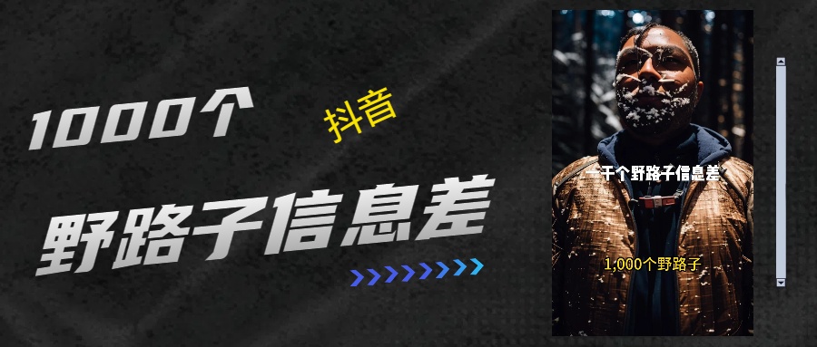 抖音一千个野路子信息差最新玩法教程引流＋变现的玩法具体拆解吉晟搞钱-网创项目资源站-副业项目-创业项目-搞钱项目吉晟搞钱