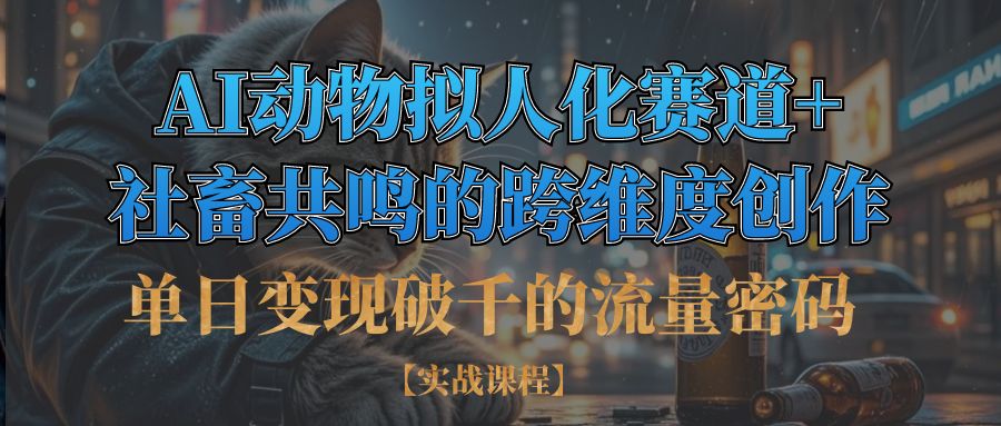 单日变现破千的流量密码,AI动物拟人化赛道+社畜共鸣的跨维度创作吉晟搞钱-网创项目资源站-副业项目-创业项目-搞钱项目吉晟搞钱