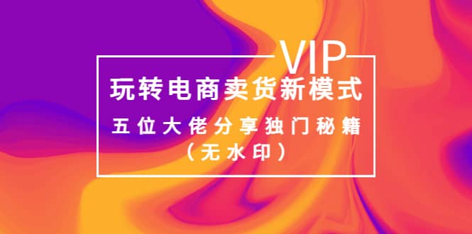 某收费培训：玩转电商卖货新模式，五位大佬分享独门秘籍（无水印）吉晟搞钱-网创项目资源站-副业项目-创业项目-搞钱项目吉晟搞钱