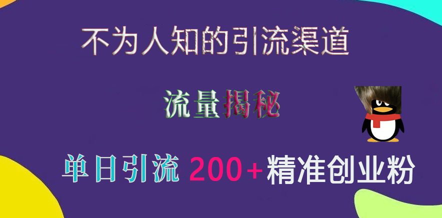 不为人知的引流渠道，流量揭秘，实测单日引流200+精准创业粉吉晟搞钱-网创项目资源站-副业项目-创业项目-搞钱项目吉晟搞钱