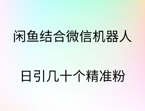 闲鱼结合微信机器人，日引几十个精准粉吉晟搞钱-网创项目资源站-副业项目-创业项目-搞钱项目吉晟搞钱