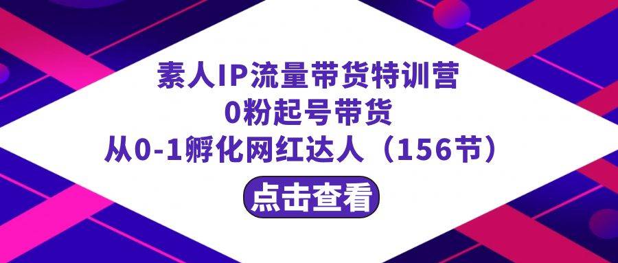 繁星·计划素人IP流量带货特训营：0粉起号带货 从0-1孵化网红达人（156节）吉晟搞钱-网创项目资源站-副业项目-创业项目-搞钱项目吉晟搞钱