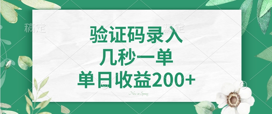 验证码录入，几秒一单，单日收益200+吉晟搞钱-网创项目资源站-副业项目-创业项目-搞钱项目吉晟搞钱