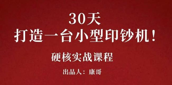 康哥30天打造一台小型印钞机：躺赚30万的项目完整复盘（视频教程）吉晟搞钱-网创项目资源站-副业项目-创业项目-搞钱项目吉晟搞钱