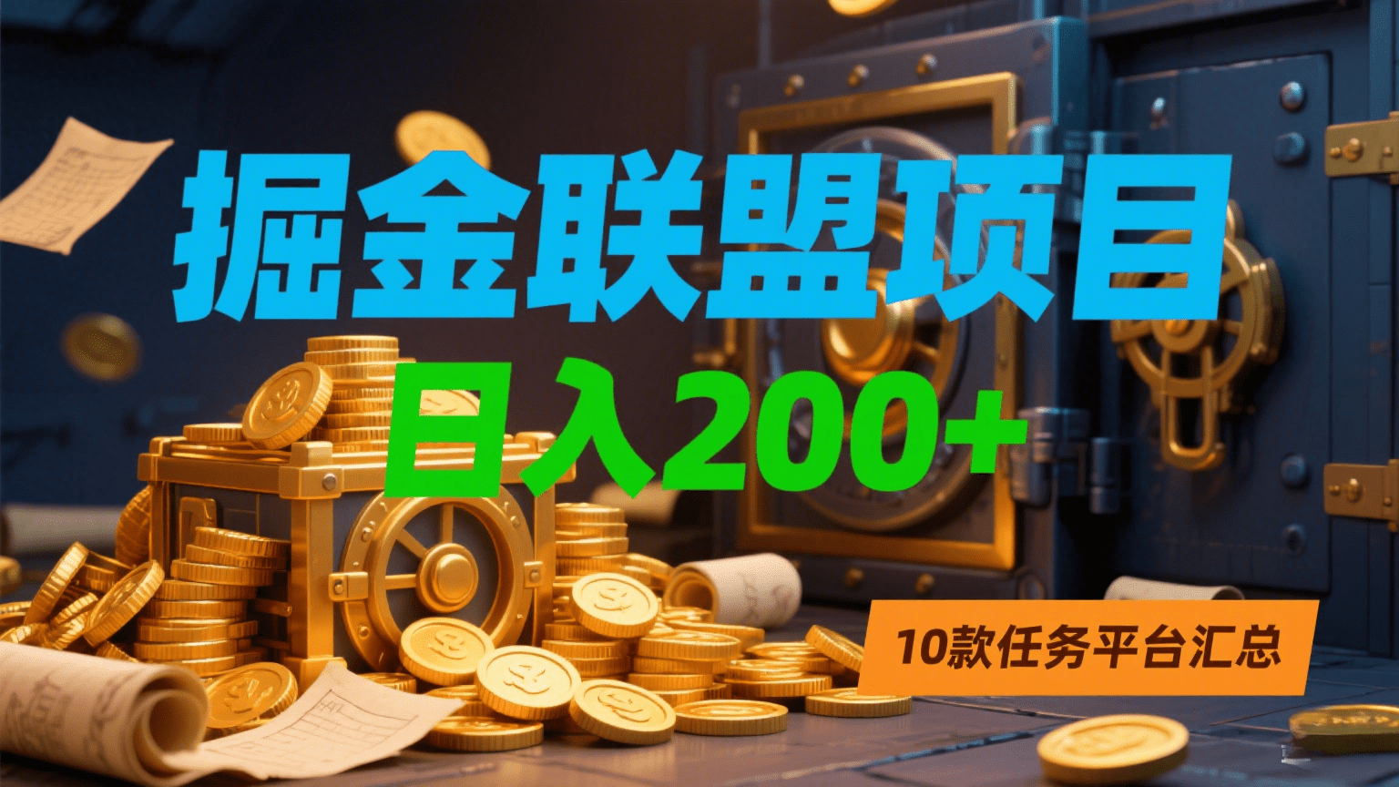 掘金联盟项目，日入200+，10款任务平台汇总吉晟搞钱-网创项目资源站-副业项目-创业项目-搞钱项目吉晟搞钱