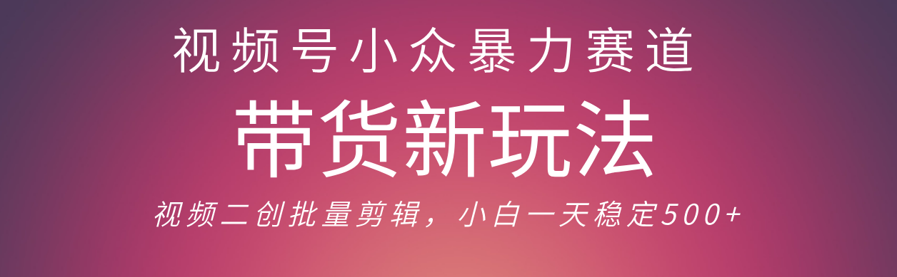 视频号小众暴力赛道，最新带货玩法 小白也能轻松日入500+ 保姆及教程吉晟搞钱-网创项目资源站-副业项目-创业项目-搞钱项目吉晟搞钱