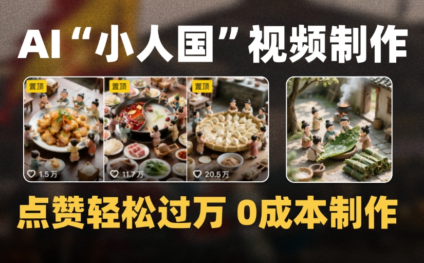 爆款1000W+微缩景观迷你小人国AI视频，0成本制作全流程教学吉晟搞钱-网创项目资源站-副业项目-创业项目-搞钱项目吉晟搞钱