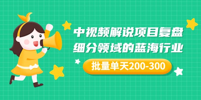 某付费文章：中视频解说项目复盘：细分领域的蓝海行业 批量单天200-300收益吉晟搞钱-网创项目资源站-副业项目-创业项目-搞钱项目吉晟搞钱