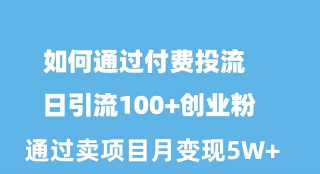 如何通过付费投流日引流100+创业粉月变现5W+吉晟搞钱-网创项目资源站-副业项目-创业项目-搞钱项目吉晟搞钱