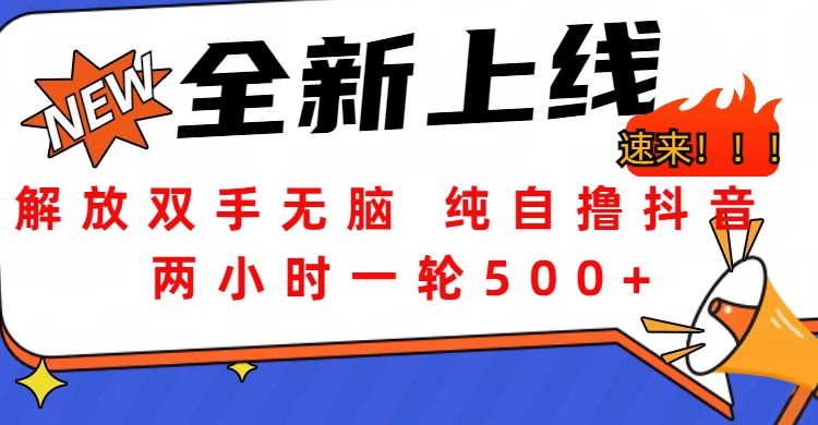 解放双手无脑 纯自撸抖音 两小时一轮500+吉晟搞钱-网创项目资源站-副业项目-创业项目-搞钱项目吉晟搞钱